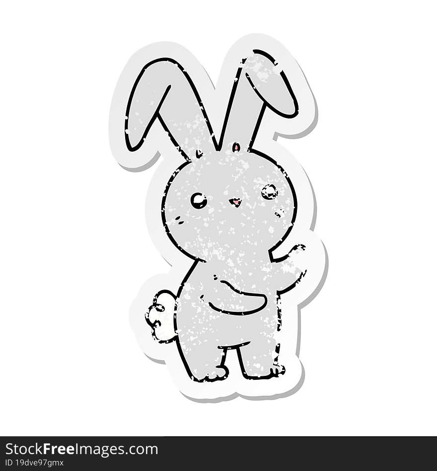 Distressed Sticker Of A Cute Cartoon Rabbit