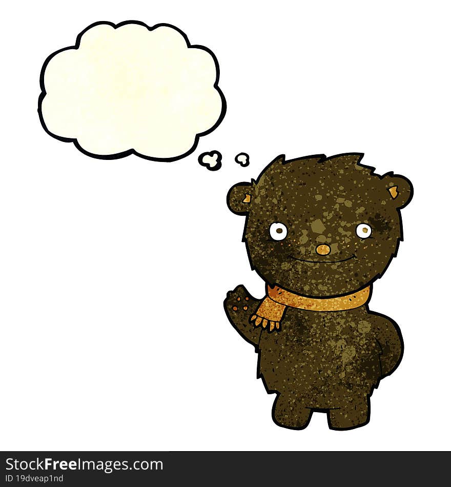 Cartoon Cute Black Bear With Thought Bubble