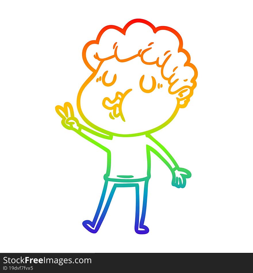 rainbow gradient line drawing cartoon man singing