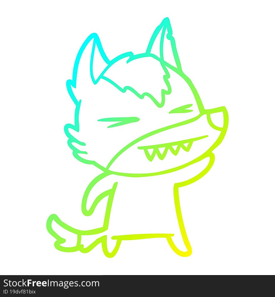 cold gradient line drawing angry wolf cartoon