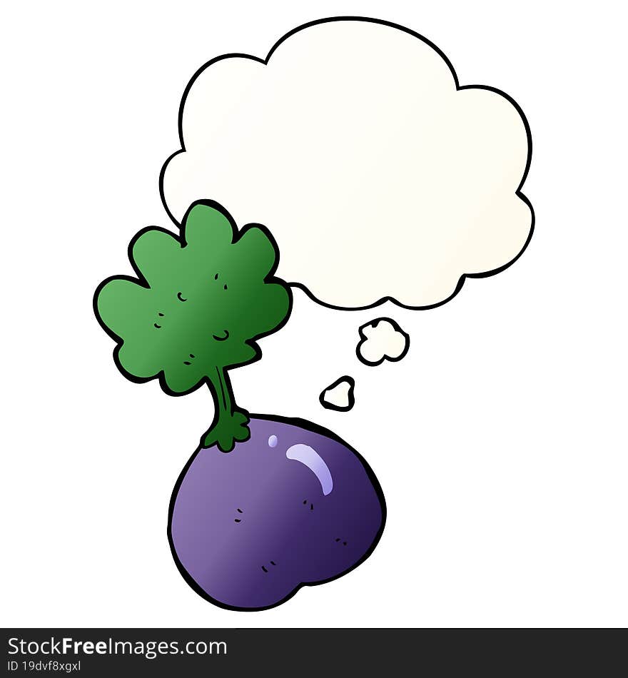 cartoon vegetable with thought bubble in smooth gradient style