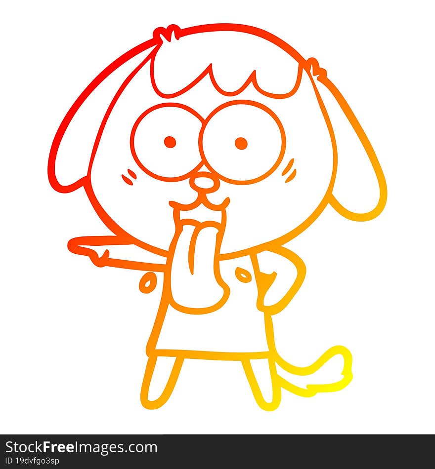 Warm Gradient Line Drawing Cute Cartoon Dog