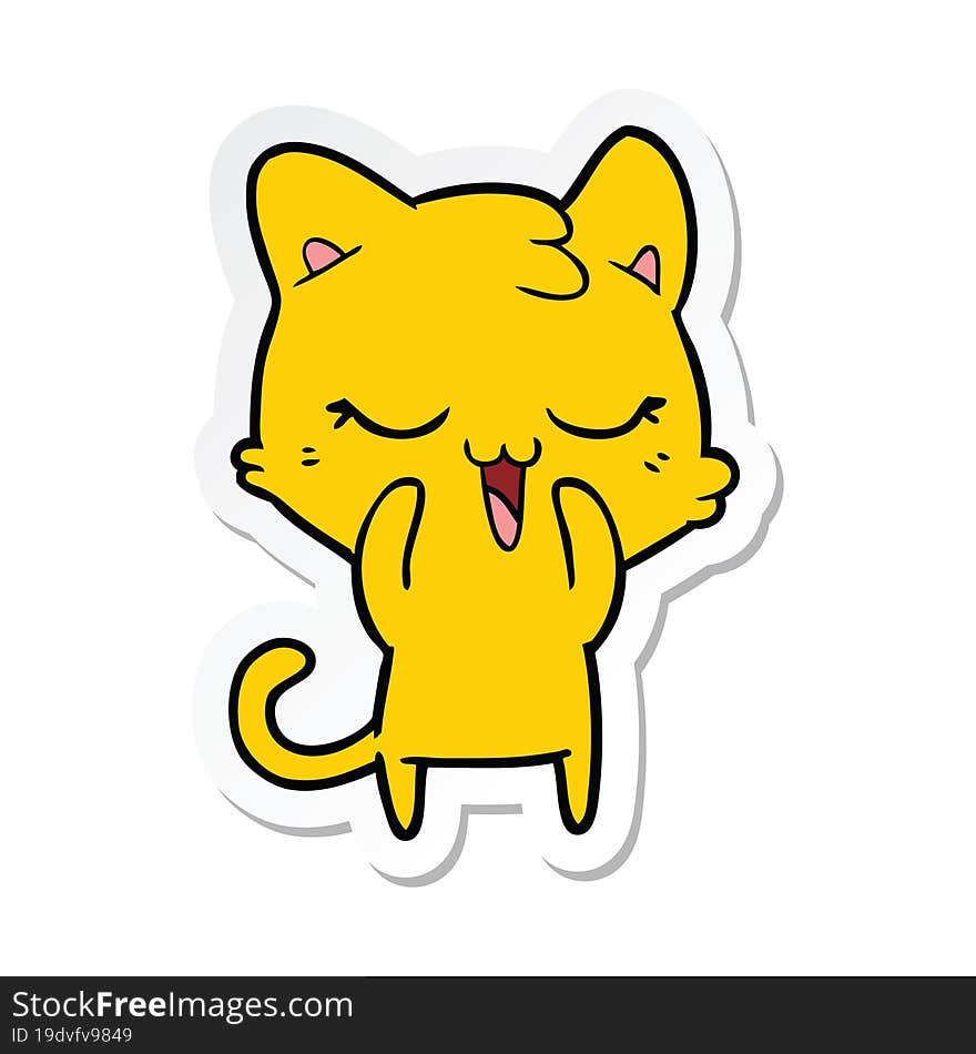 sticker of a happy cartoon cat