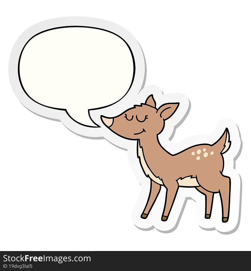 cartoon deer and speech bubble sticker