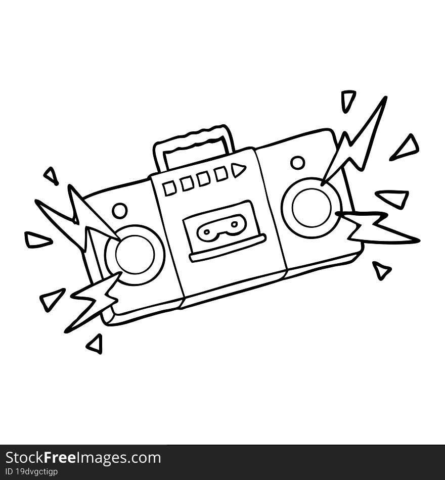 retro cartoon tape cassette player blasting out old rock tunes. retro cartoon tape cassette player blasting out old rock tunes