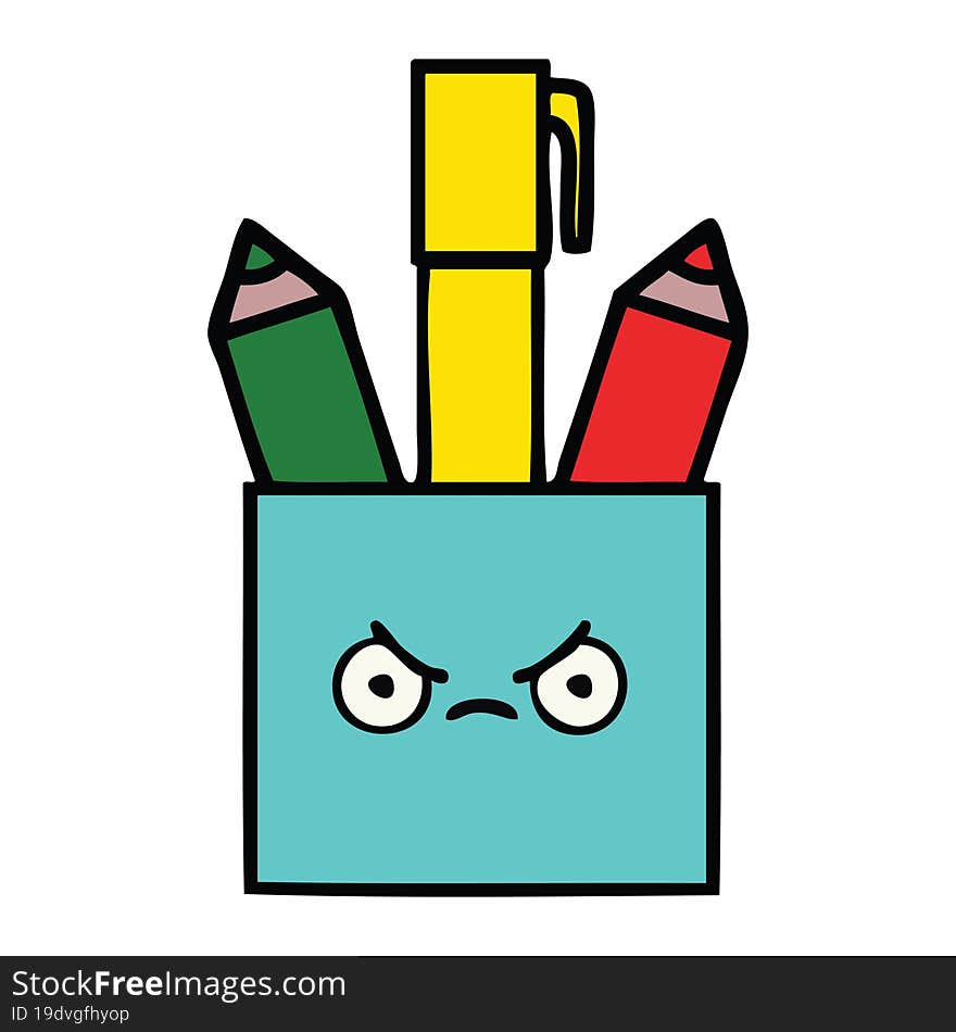 cute cartoon of a pencil pot. cute cartoon of a pencil pot