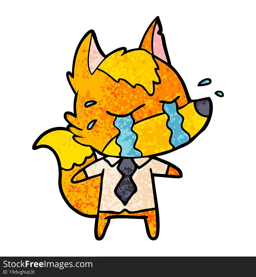 sad little business fox cartoon character. sad little business fox cartoon character