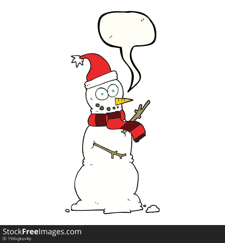 speech bubble cartoon snowman