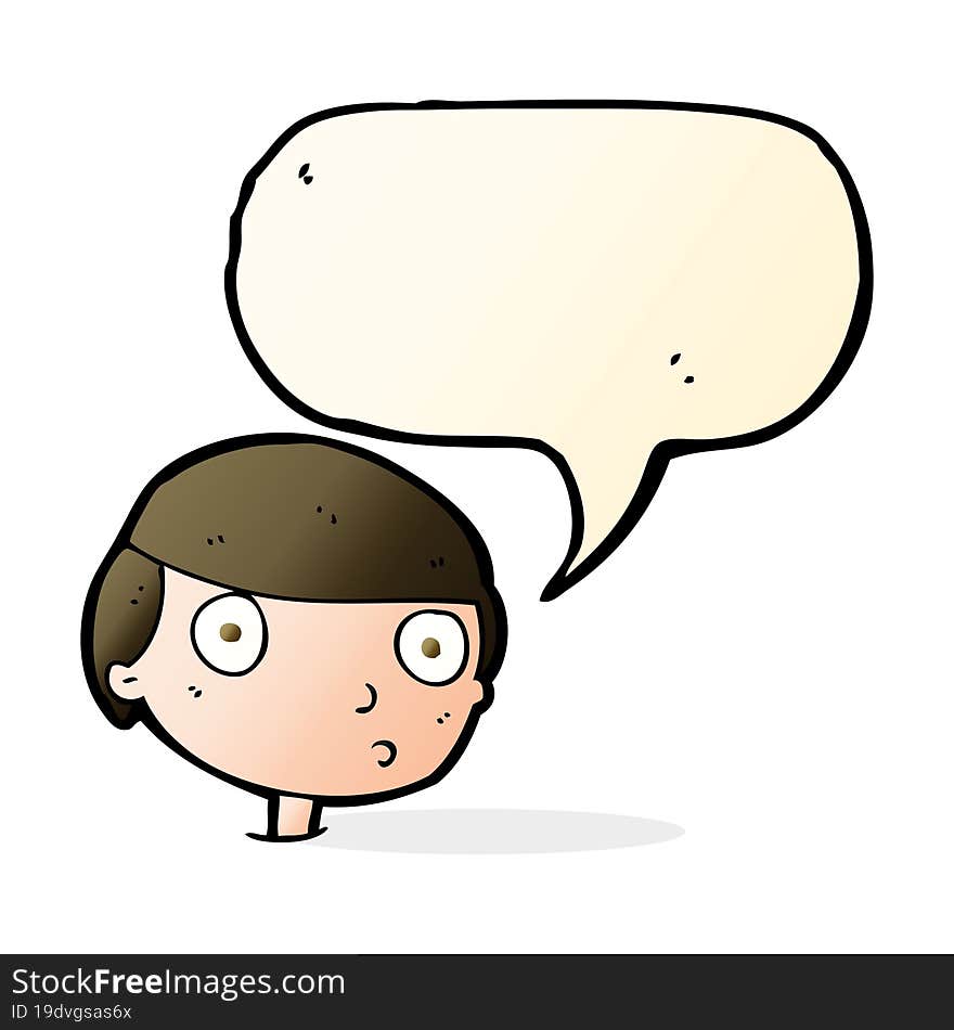 Cartoon Boy Staring With Speech Bubble