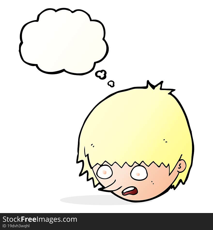 cartoon stressed face with thought bubble