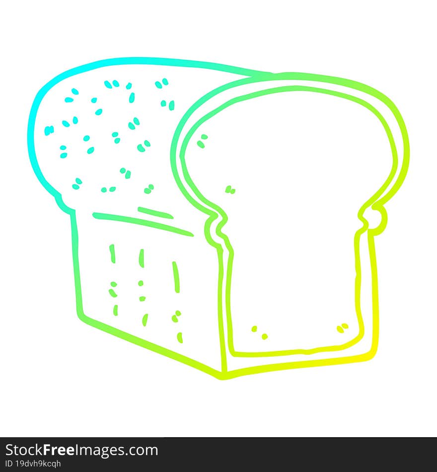 cold gradient line drawing of a cartoon loaf of bread