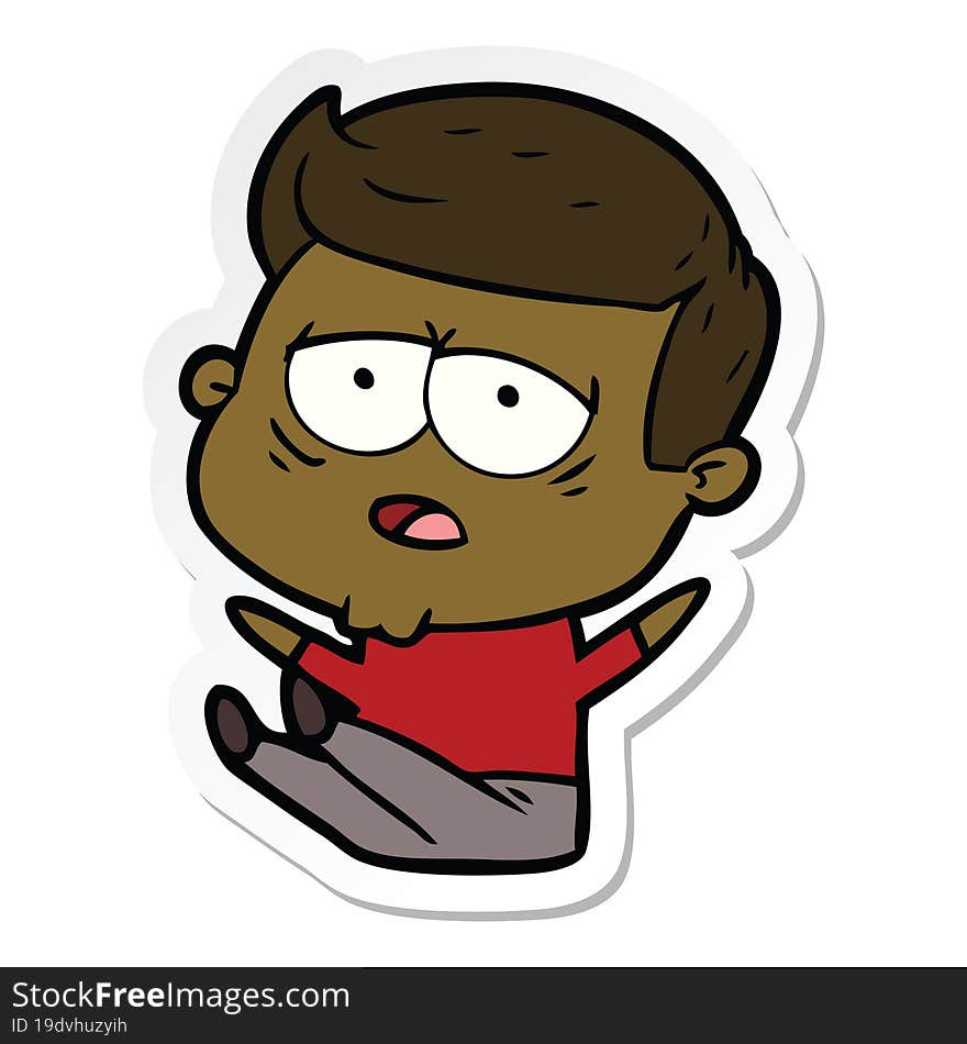 sticker of a cartoon tired man