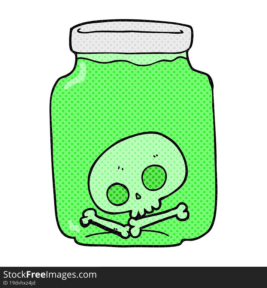 freehand drawn cartoon jar with skull