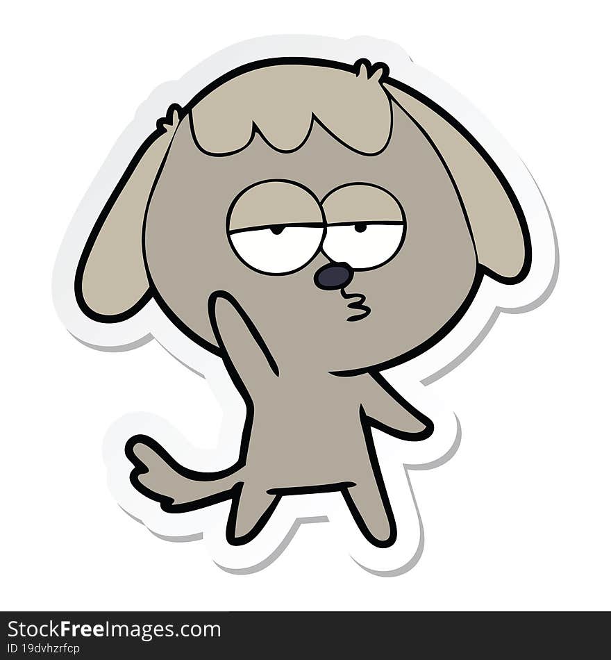 sticker of a cartoon bored dog