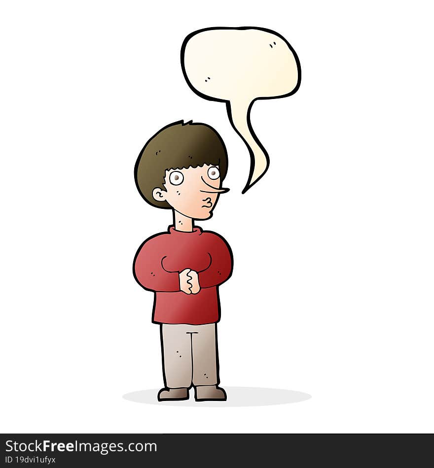 cartoon nervous man with speech bubble