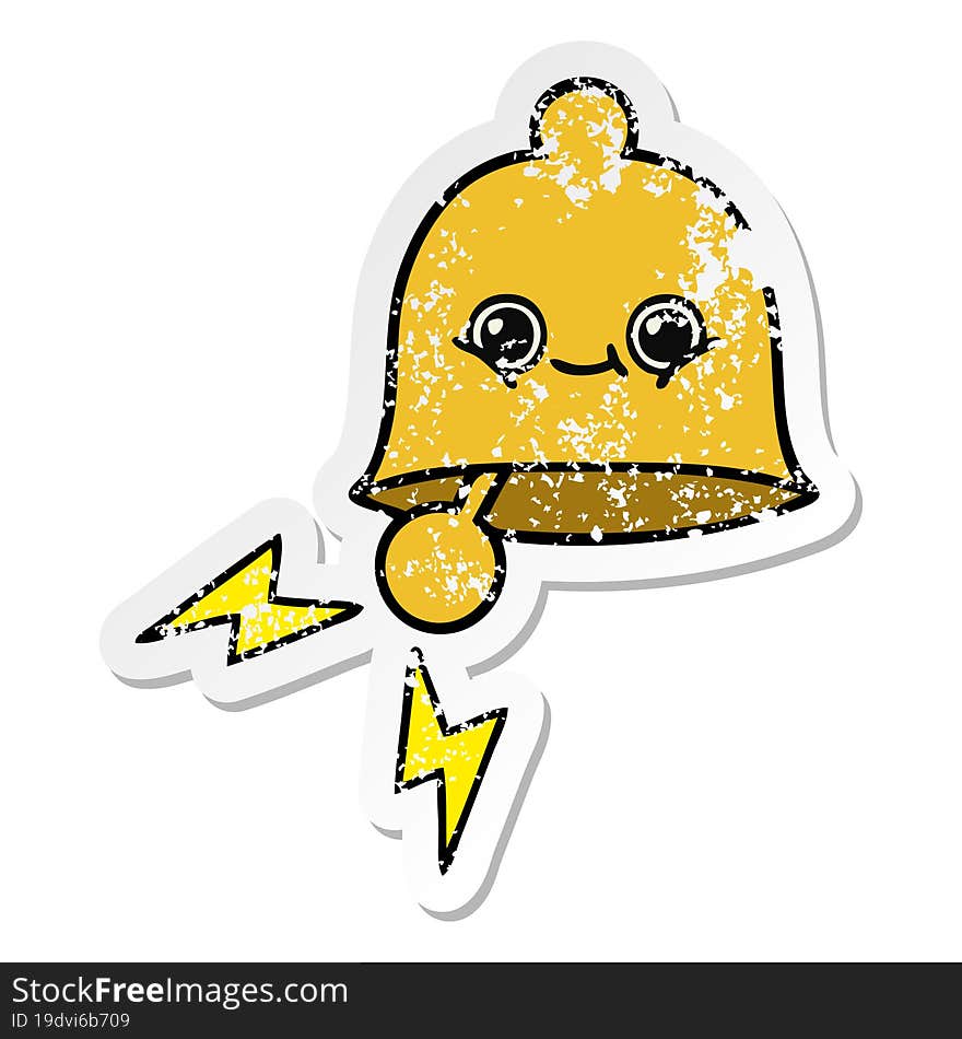 distressed sticker of a cute cartoon ringing bell