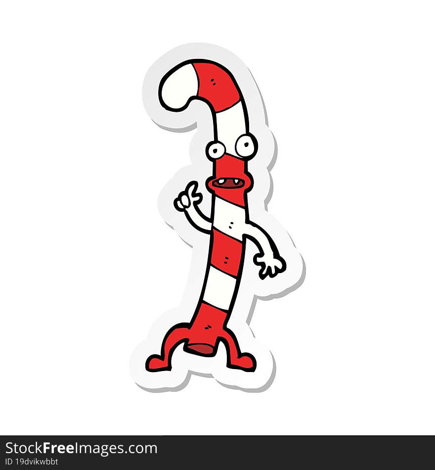 sticker of a cartoon dancing christmas candy cane