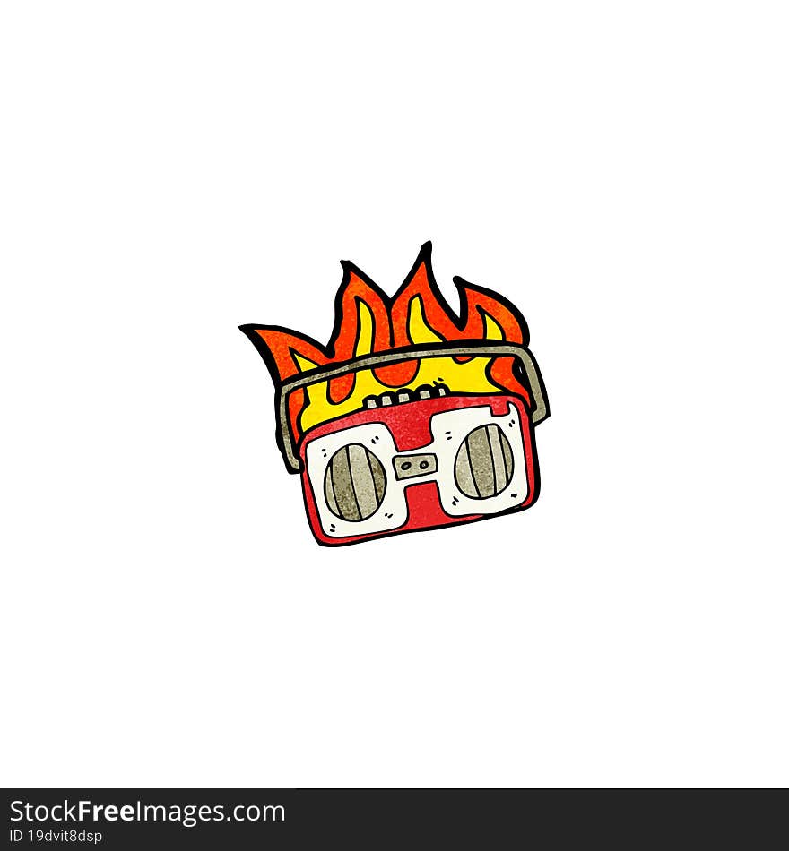 burning radio cassette player cartoon