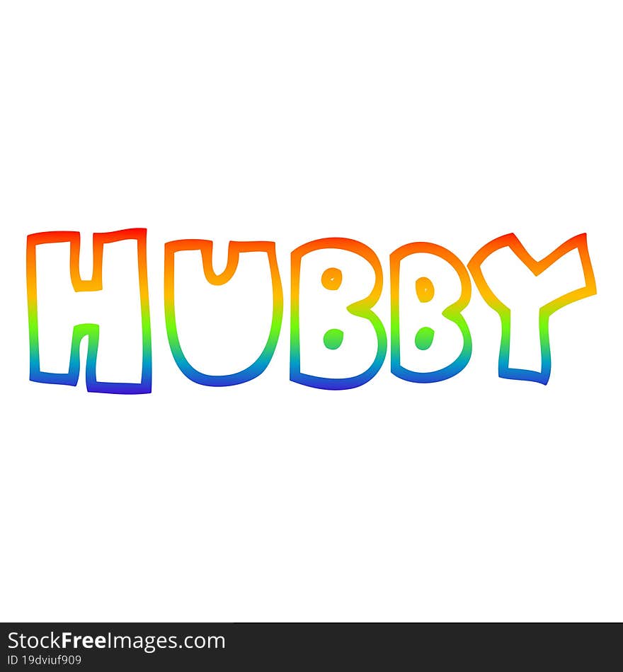 rainbow gradient line drawing cartoon word hubby