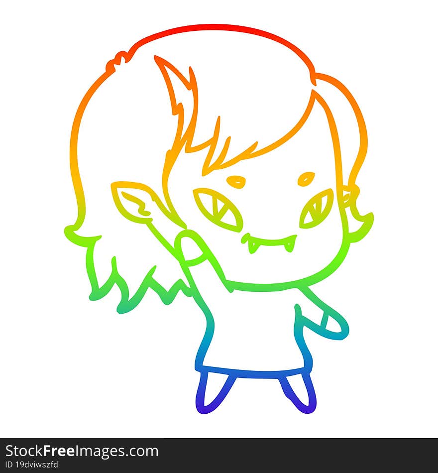 rainbow gradient line drawing cartoon friendly vampire girl