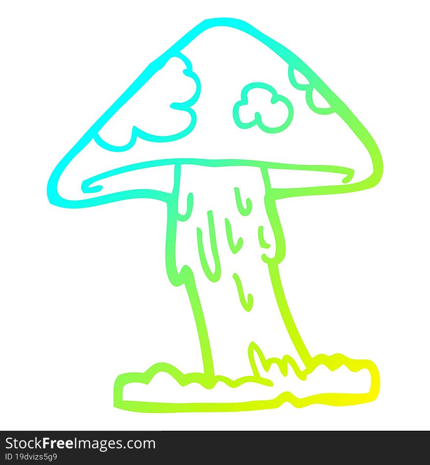 cold gradient line drawing of a cartoon mushroom