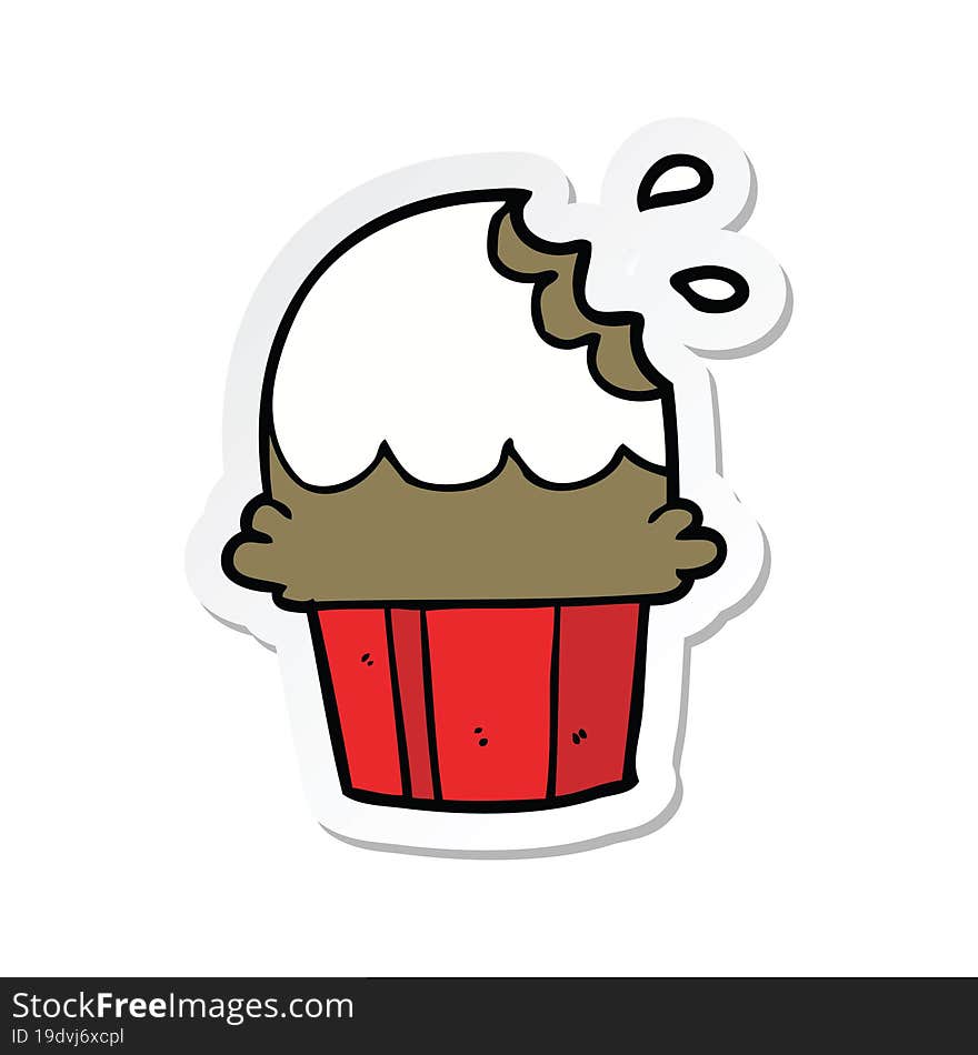 sticker of a cartoon cupcake