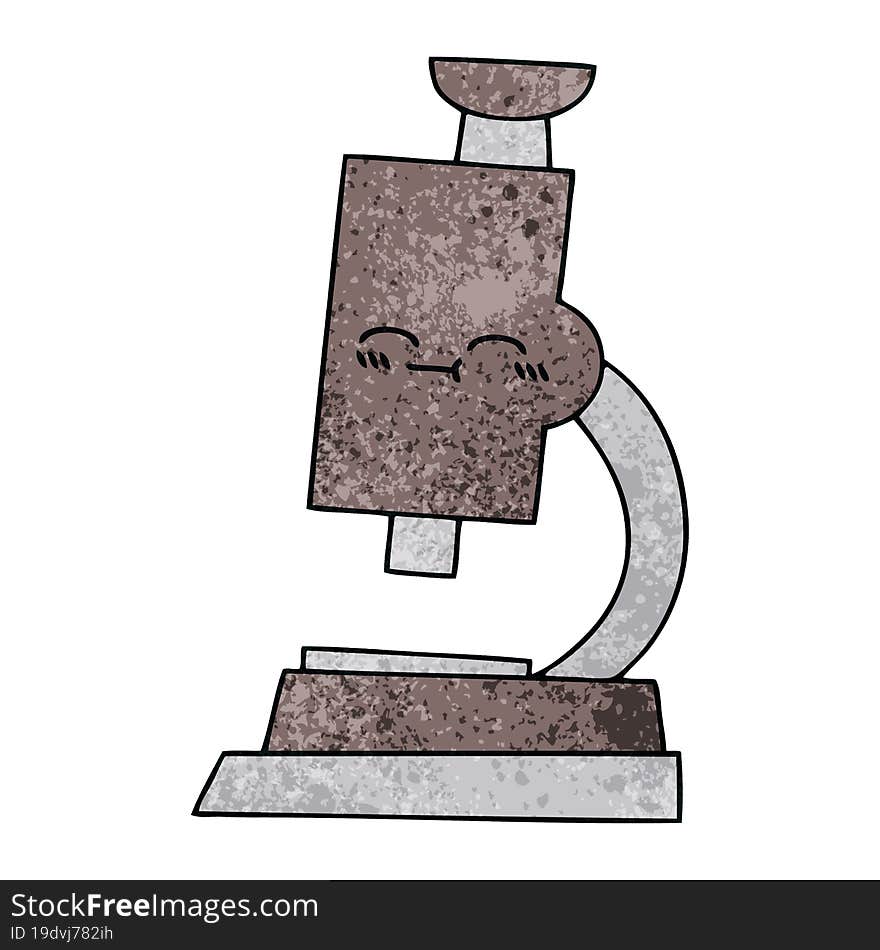 Retro Grunge Texture Cartoon Microscope