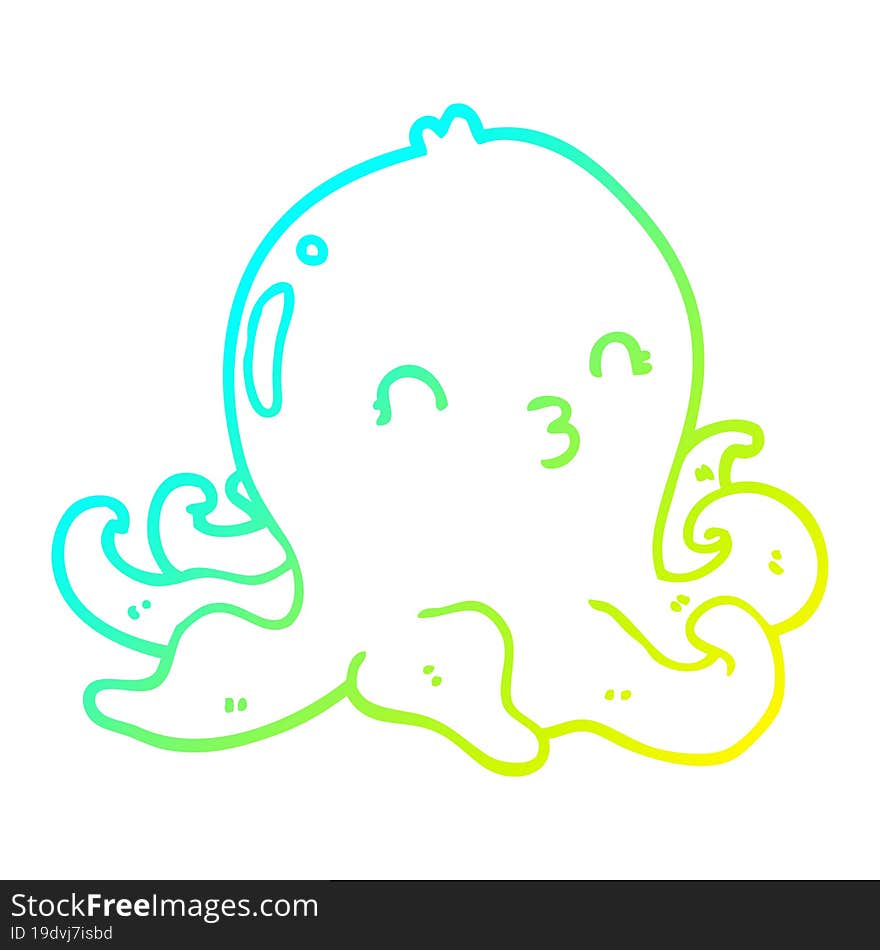 cold gradient line drawing cartoon octopus