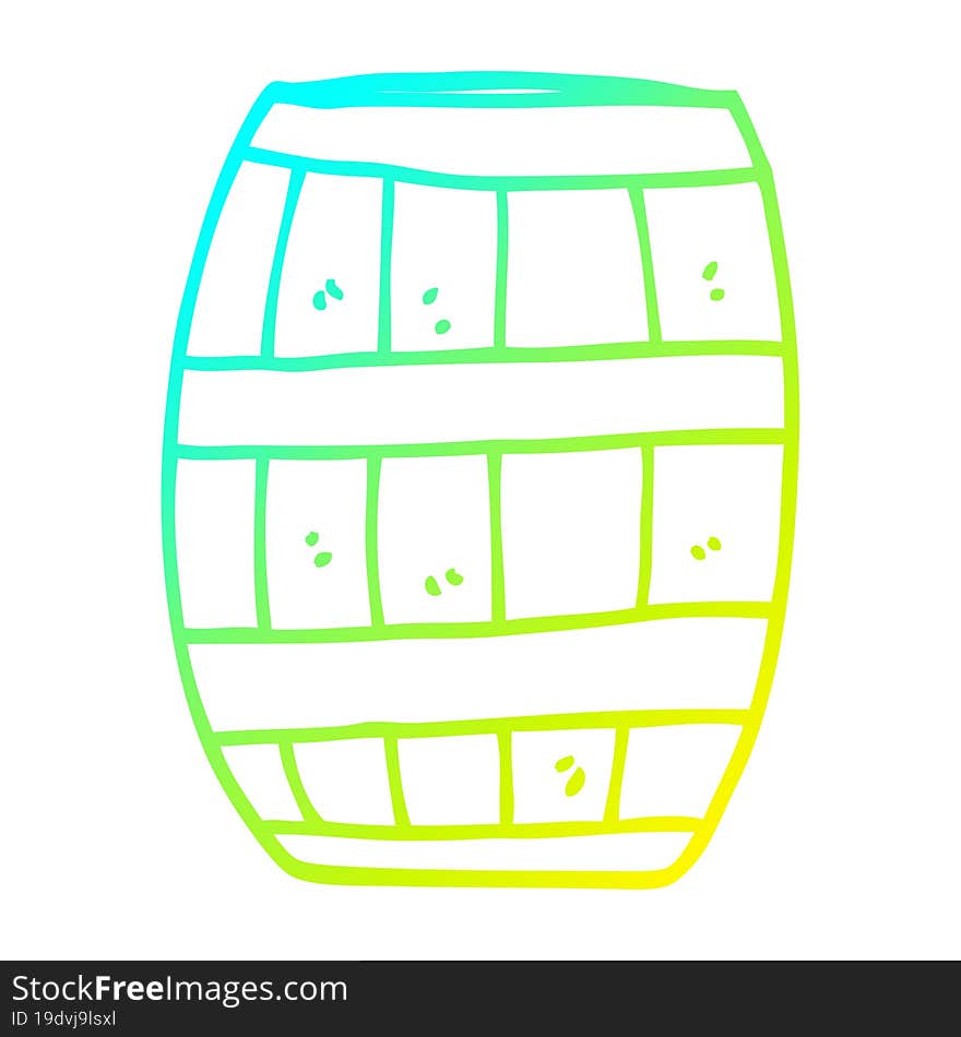 Cold Gradient Line Drawing Cartoon Beer Barrel