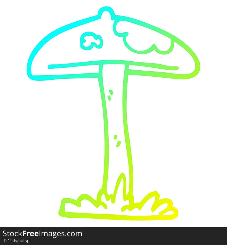 Cold Gradient Line Drawing Cartoon Mushroom