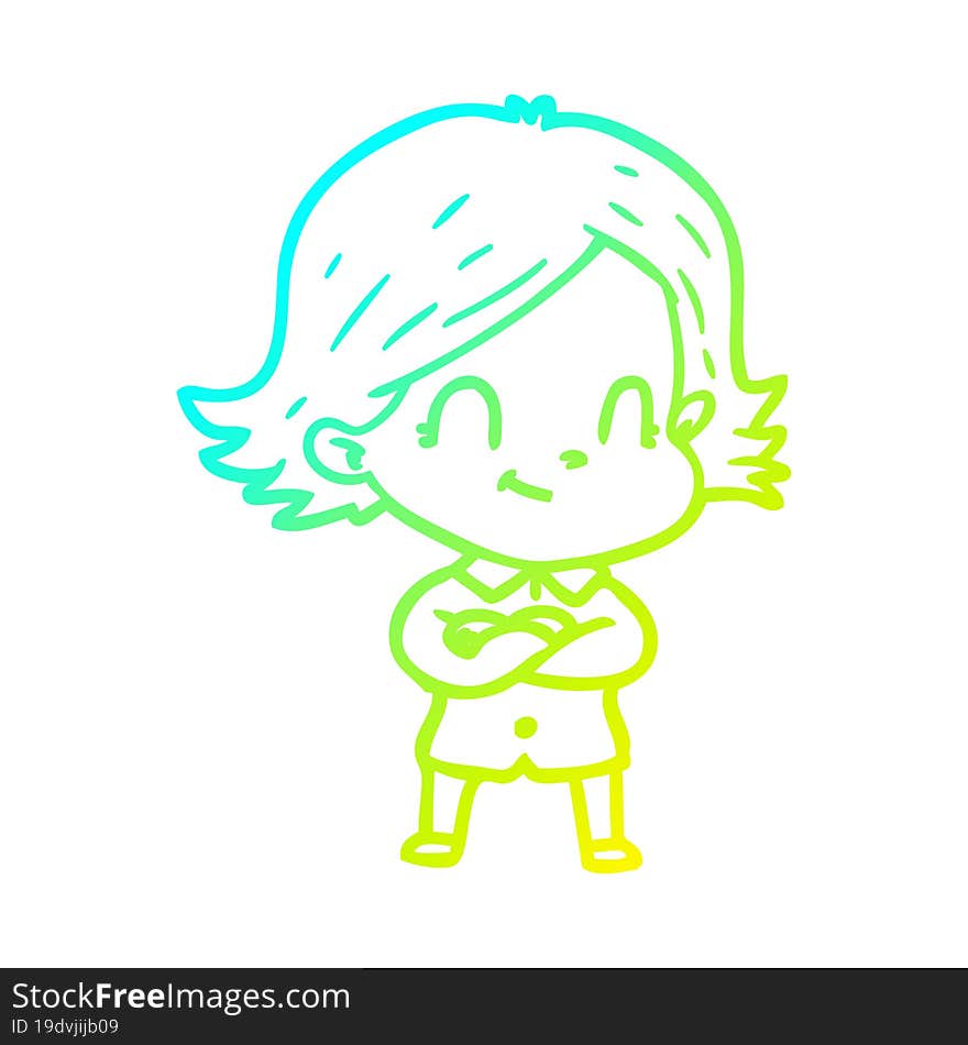 cold gradient line drawing cartoon friendly girl