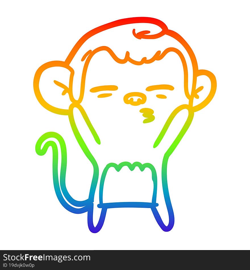 rainbow gradient line drawing cartoon suspicious monkey