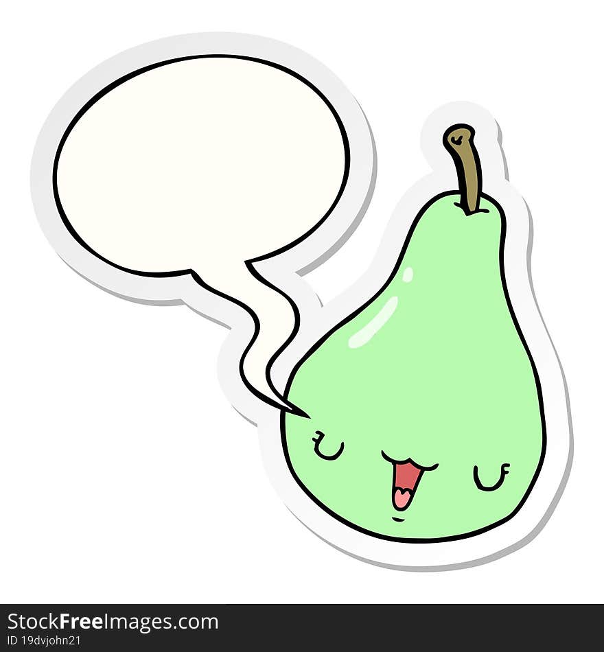 cartoon pear and speech bubble sticker