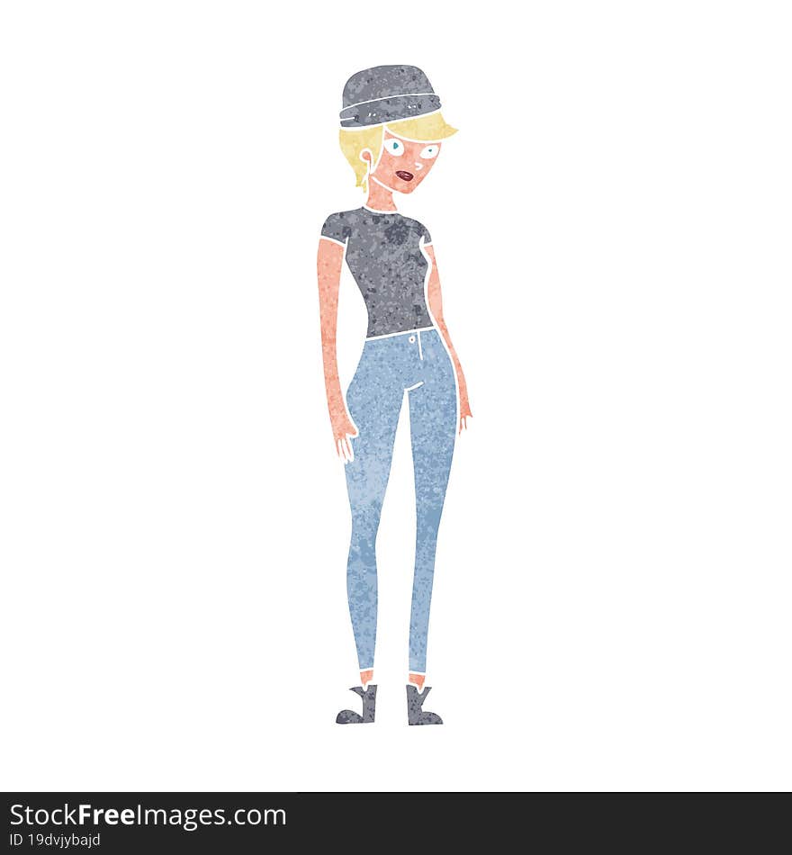 cartoon woman wearing hat. cartoon woman wearing hat