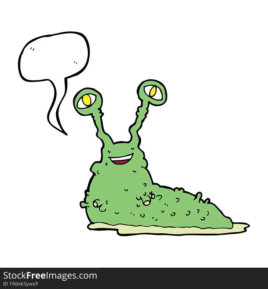 Cartoon Slug With Speech Bubble