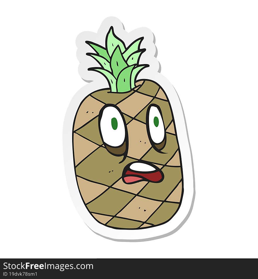 sticker of a cartoon pineapple