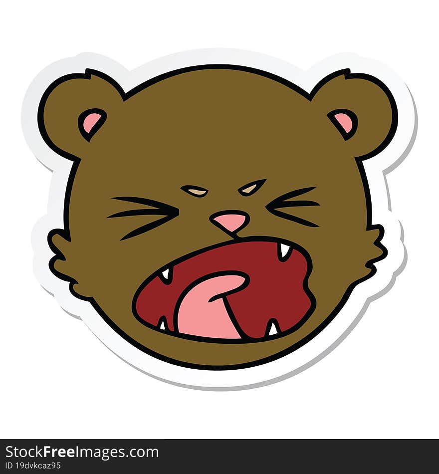 sticker of a cute cartoon teddy bear face