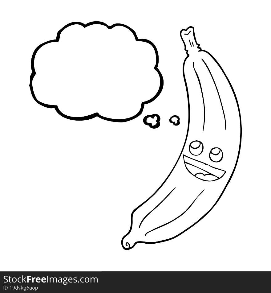 freehand drawn thought bubble cartoon banana