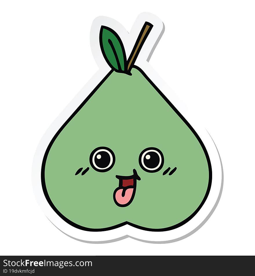 sticker of a cute cartoon pear