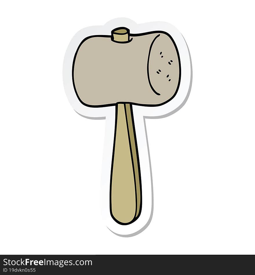 sticker of a cartoon mallet