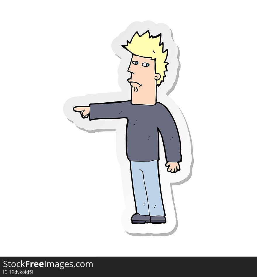 sticker of a cartoon man pointing