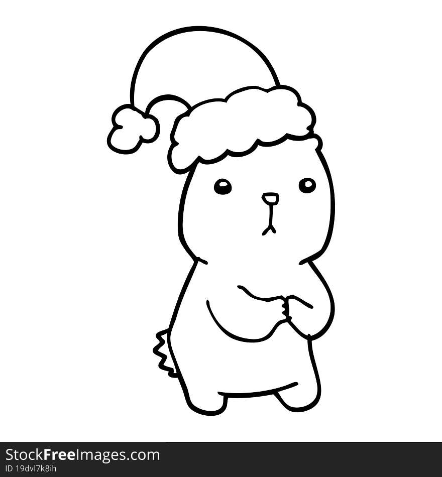 Cartoon Christmas Bear Worrying