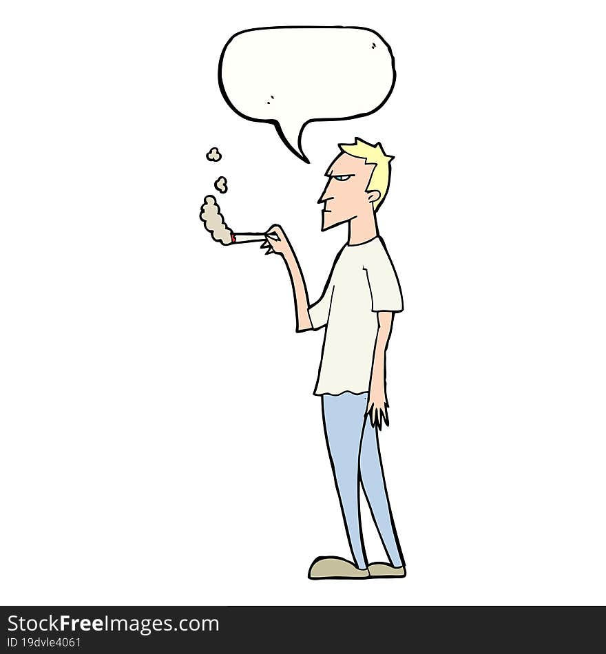 cartoon annoyed smoker with speech bubble