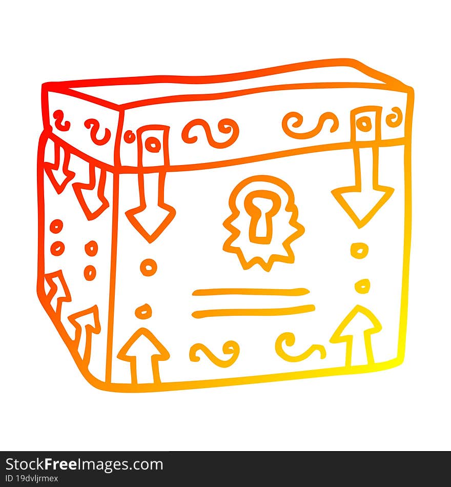 warm gradient line drawing cartoon treasure chest