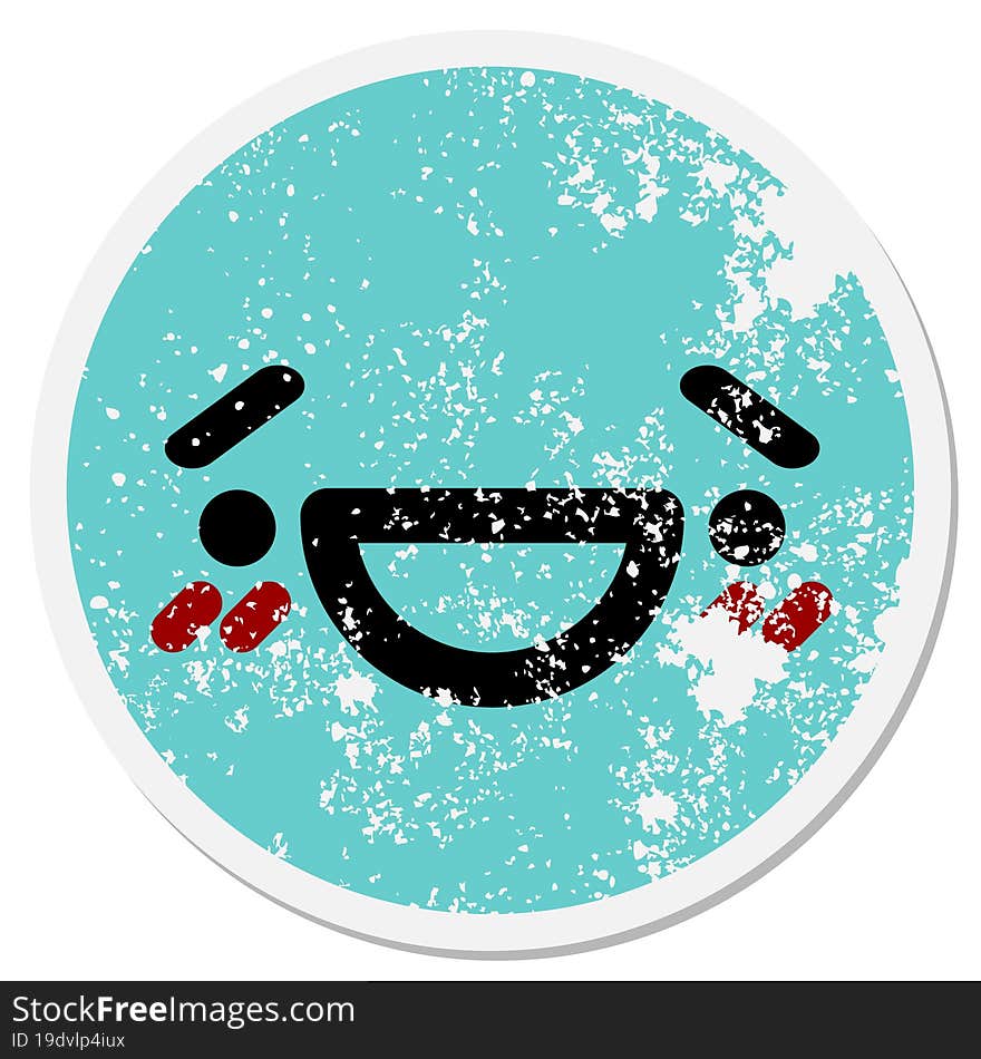 laughing embarrassed face circular sticker