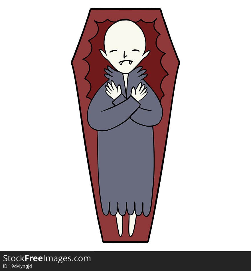 spooky cartoon vampire in coffin. spooky cartoon vampire in coffin