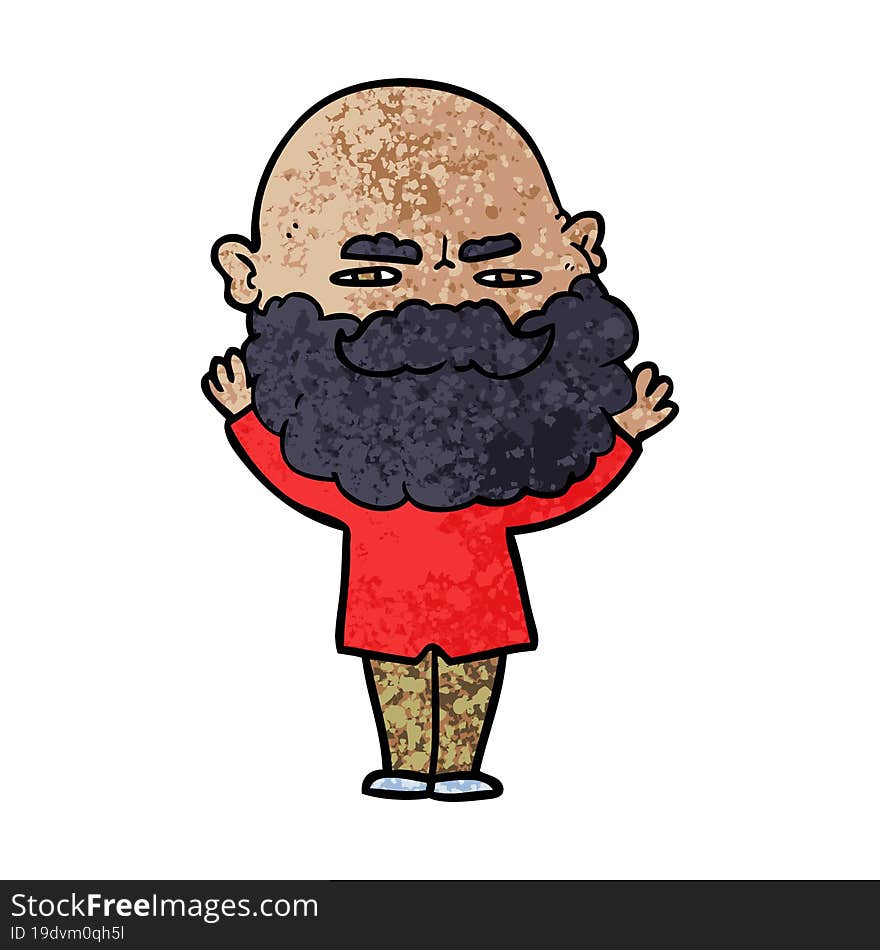 cartoon man with beard frowning. cartoon man with beard frowning