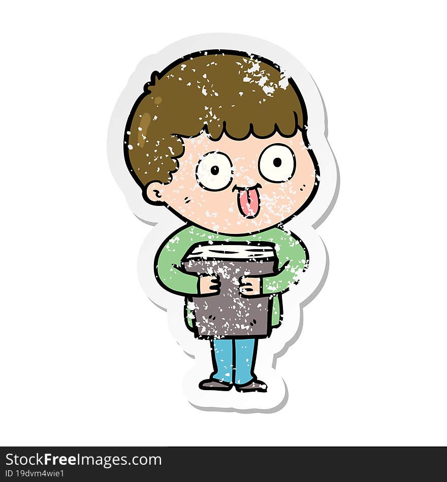 distressed sticker of a cartoon man staring