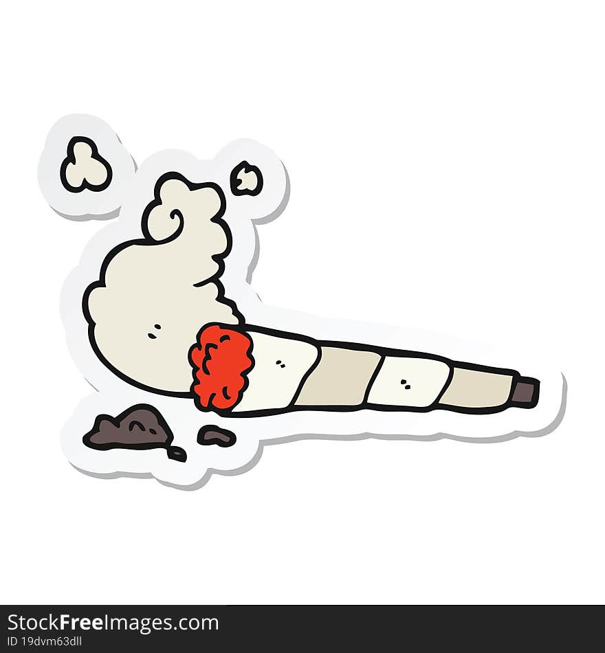 Sticker Of A Cartoon Cigarette