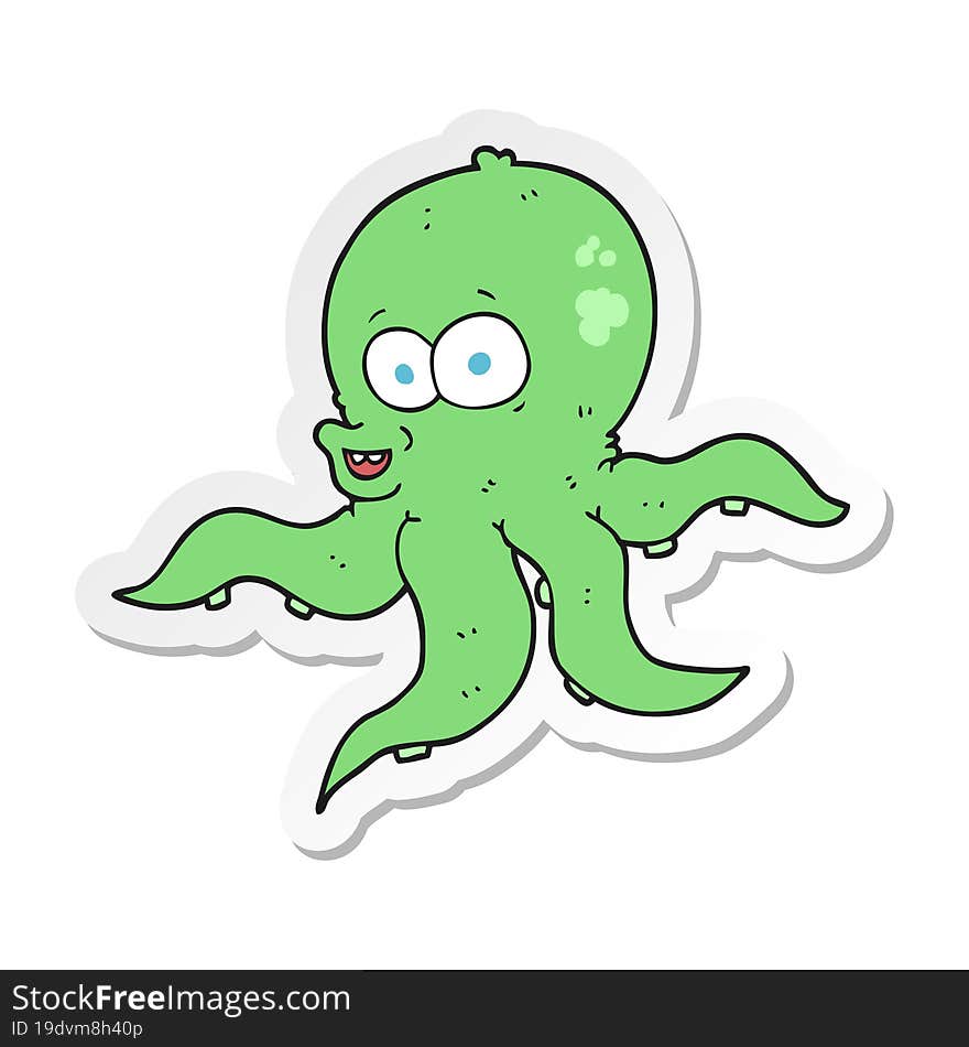 sticker of a cartoon octopus